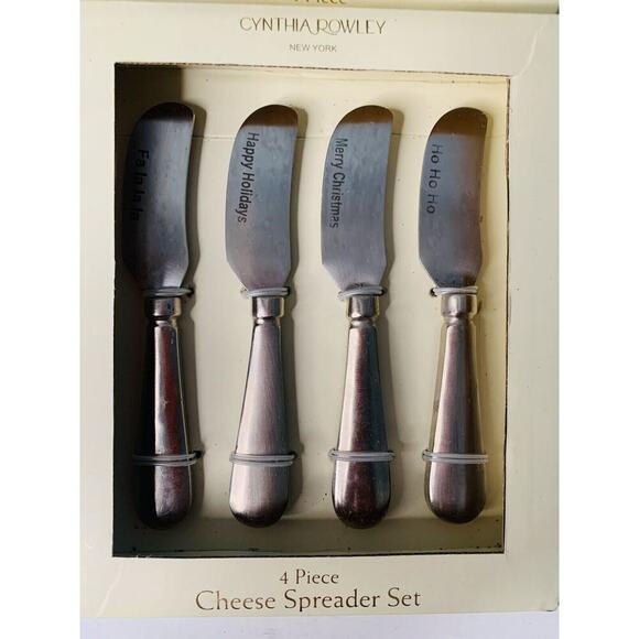 2 NIB Cynthia Rowley Appetizer Cheese Spreader 8 Piece Set Merry Christmas Ho Ho - Picture 2 of 8